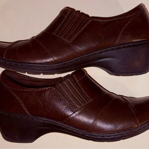 Clarks Channing Essa Brown Leather Zip Wedge 7.5